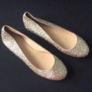 J. Crew Gold Leather and Gold Flats